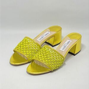 Jimmy Choo Minea Woven Raffia Sandals size 38
